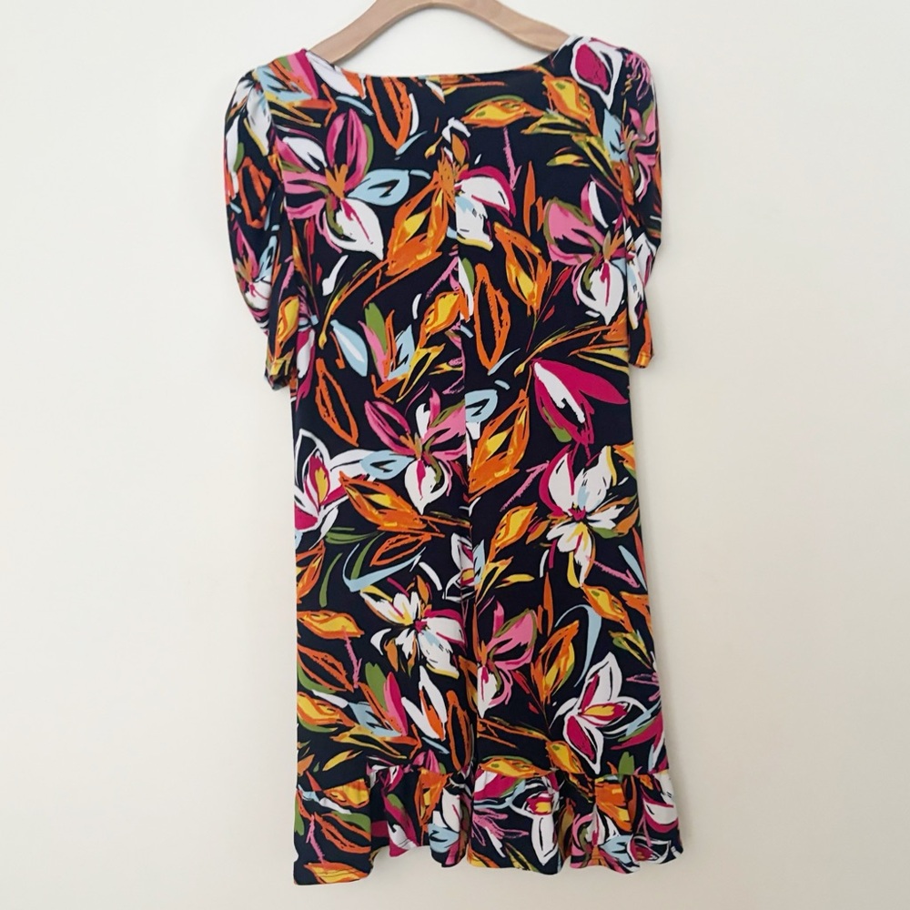 Ivy Lane Womens Dress Tropical Stretchy Swing Floral Midi Vintage Size Small - Picture 3 of 5